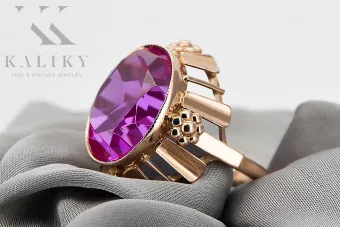 Vintažiniai amatai Žiedas Ametistas Originalus 14k rožinio aukso vintage vrc043r